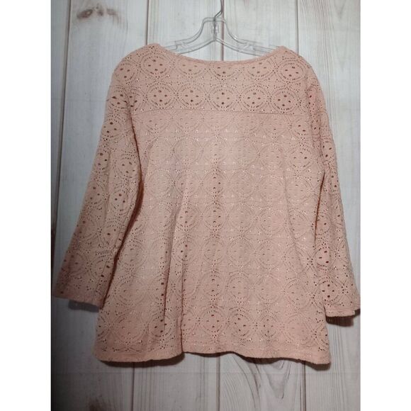 Roz and Ali Shirt Ladies Large Peach Lace Overlay - Picture 2 of 6